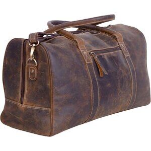 🆕Men Brown Genuine Leather Duffel Travel Overnight Leather Bag Sports Gym Bag